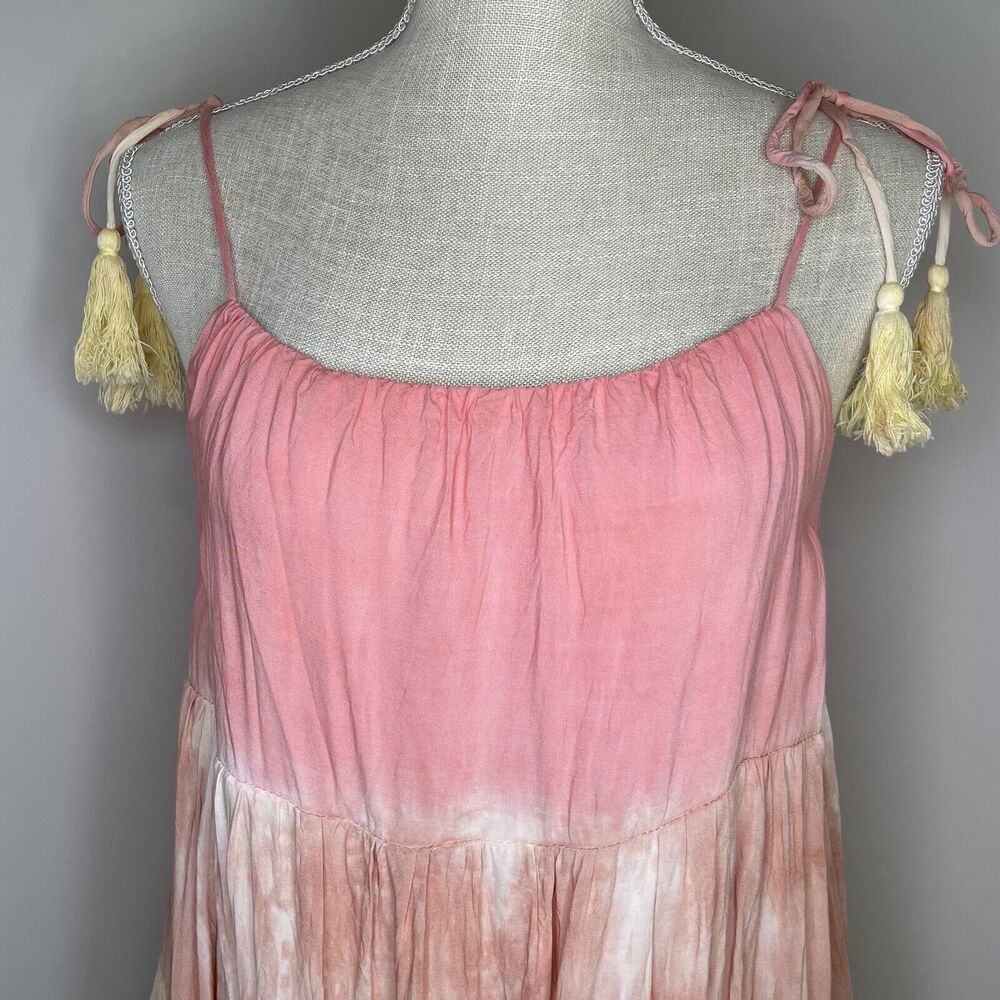 Storia Rainbow Tie Dye Color Block Knee Length Swing Trapeze Flowy Dress Size S - Picture 5 of 10
